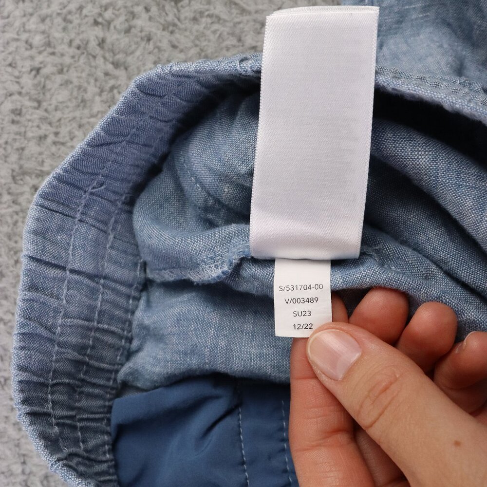 Athleta Retreat Linen Jogger Pants Womens 10 Blue Drawstring Pull On Athleisure - Picture 11 of 11